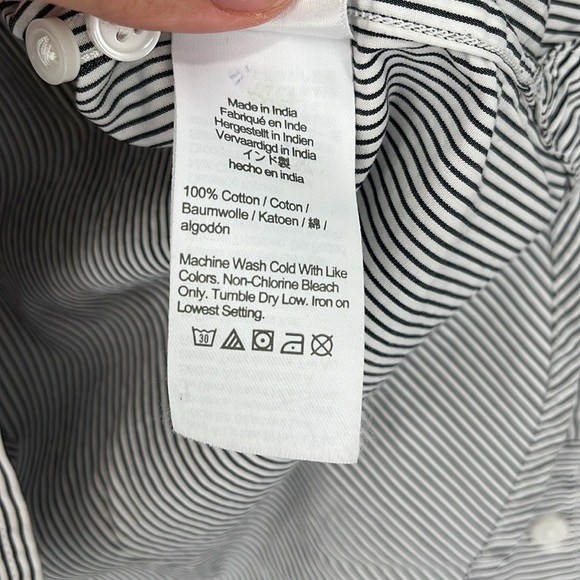 J.Crew Classic Fit Ruffle Collar Button Down Shirt Striped Navy White Preppy 8 - Picture 9 of 11